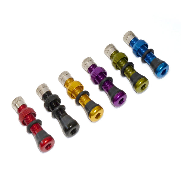 Tubeless Alloy Schrader (Auto) Valve - Choose Color - Pair 40mm